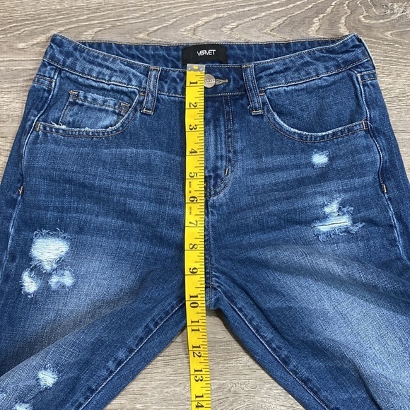 VERVET BLUE BOYFRIEND FIT ANKLE JEANS DISTRESSED RAW HEM SZ 24 - Picture 11 of 14